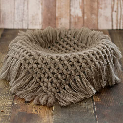 Coberllus Newborn Baby Photography Props Blanket Handmade Knitted Twist Wrap Posing Aid Backdrops for Boy Girls Photography Shoot - color: Soft Brown