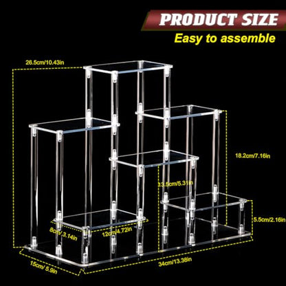 6 Tier Clear Action Figures Display Risers Stand Shelf, Acrylic Display Stands for Collectibles,Pop Figures Holder Perfumes Organizer,Large Rock Risers Rack - color: 6 Tier
