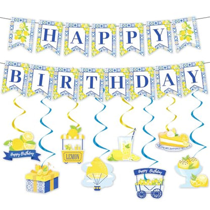 Lemon Birthday Banners - 10PCS Capri Swirls Decorations for Amalfi Coast Party Supplies - style: Lemon