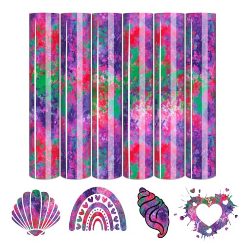 Tintnut Purple Splash Heat Transfer Vinyl - 6 Sheets 10"x12"Watercolor Patterned HTV Vinyl for T-Shirts Hats Clothes - color: Purple-6pcs