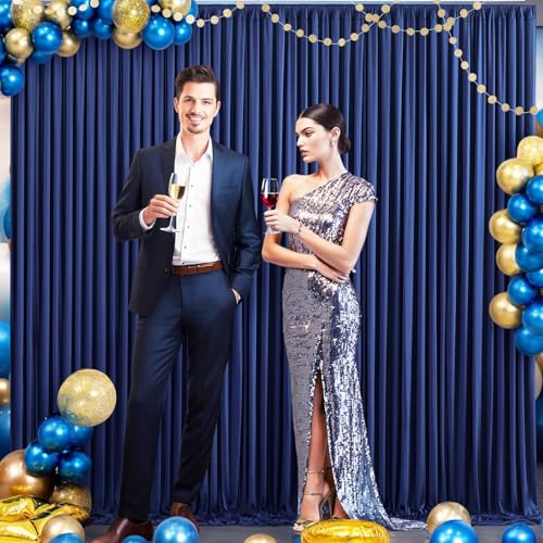 Navy Blue Backdrop Curtain for Parties Wrinkle Free Photo Curtains Backdrop Drapes Fabric Decoration for Wedding Birthday Party Baby Shower 5ft x 7ft,2 Panels - color: Navy Blue, size: 10FTx7FT (W5'xH7', 2 Panels)