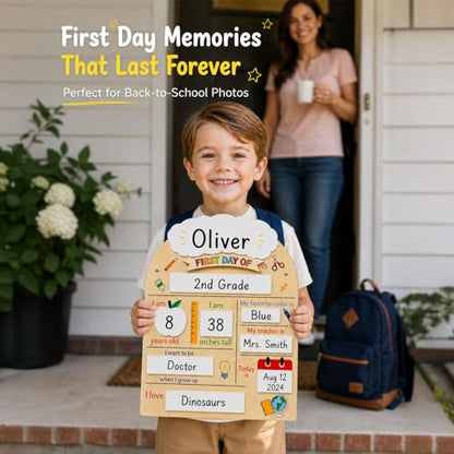 First Day Last Day of School Board Sign for Kids, First Day of Daycare Sign, Back To School Board Sign, Forst Day of School Sign, First Day of School Board - Back to School Kids Supplies Preschool - color: First Day of School Wooden Sign