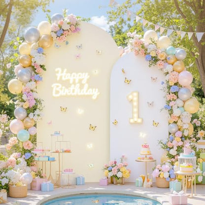 White Beige Arch Cover 6ft Spandex Wedding Arch Backdrop Cover for Baby in Bloom Birthday Party Bridal Shower Balloon Arch Stand Cover Party Photo Arch Covers Stretchy Backdrop Background - color: White Beige, size: 6FT