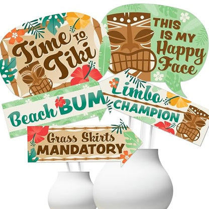 Big Dot of Happiness Funny Tropical Luau - Hawaiian Beach Party Photo Booth Props Kit - 10 Piece