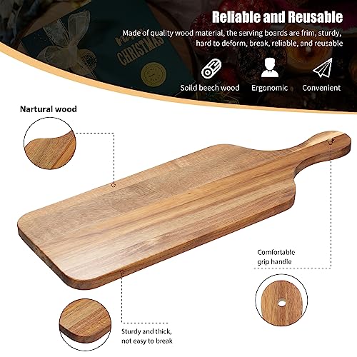 Rtteri 6 Pcs Acacia Wood Cutting Board with Handles Kitchen Thicken Chopping 17 x 6 Inch Wooden Charcuterie Serving Blank Boards Bulk for Engraving Wedding Housewarming Gift