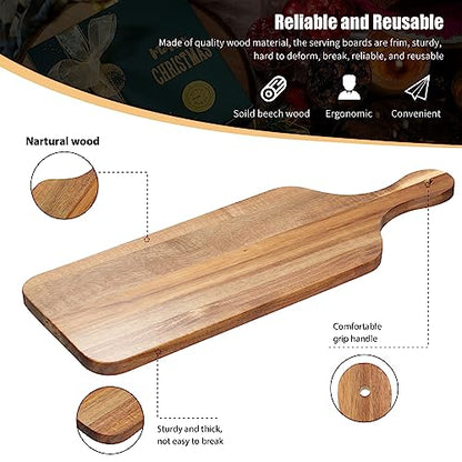 Rtteri 6 Pcs Acacia Wood Cutting Board with Handles Kitchen Thicken Chopping 17 x 6 Inch Wooden Charcuterie Serving Blank Boards Bulk for Engraving Wedding Housewarming Gift