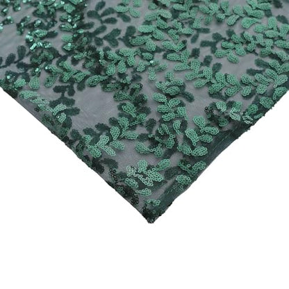 Efavormart Set of 5 Hunter Emerald Green Sequin Mesh Cylinder Display Box Stand Covers with Leaf Vine Embroidery, Sparkly Sheer Tulle Pedestal Pillar Prop Covers - color: Hunter Green, size: Sequin Mesh Cylinder Covers - Leaf Pattern