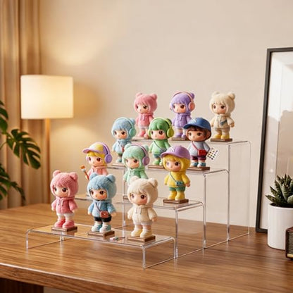 Acrylic Display Risers 8 Pcs - Clear Acrylic Shelves & Display Stand, Rectangular Risers for Cupcake, Retail & Desktop, 4 Sizes (7", 8", 9") - size: Medium
