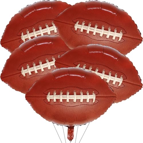 5 Pieces Large Football Party Balloons, Brown Football Shaped Mylar Foil Balloons Sports Theme Party Decorations for Boys Men Football Fans Tailgate Birthday Party Sport Decorations Supplies - color: Brown Football