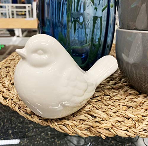 New White Bird Figurine, Ceramic Chubby Bird Figure Cottage Animal Bird Statue Decorations for Home Garden Decor Accents - color: White