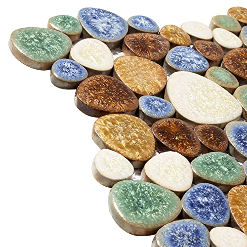 Parrotile Matte Pebble Tiles for Shower Floor Mosaic Tile for Bathroom Wall Backsplash Floor Non Slip [5 Sheets]