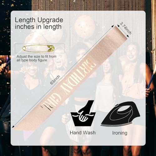 CIEHER Rose Gold Sash for Women Girls - Birthday Queen Sash for 10th, 13th, 16th, 18th, 21st, 30th, 40th, 50th, 60th Birthdays - color: Rose Gold 1