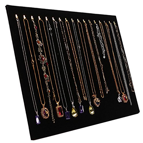 Tinsow 14.7"x12" 17 Hook Necklace Jewelry Tray/Display Organizer/Pad/Showcase/Display case