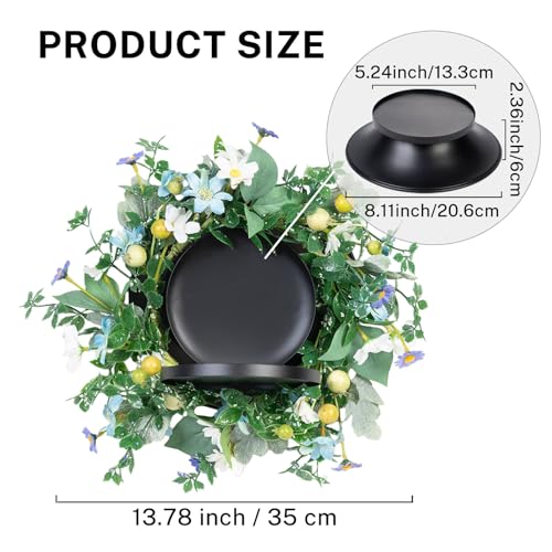 MOYEE Candle Holder Centerpieces for Tables,Candle Ring,Wreaths, Black Metal Candle Stick Paired Artificial Flowers 14 in Versatile Dining Table Centrepiece - color: Mixed Color Daisy Wreath