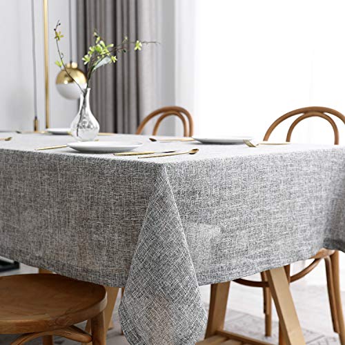 maxmill Flaxy Faux Linen Table Cloth with 2-Tone Slubby Texture Wrinkle Resistant Anti-Shrink Soft Tablecloth for Kitchen Dining Tabletop for Banquet Parties Rectangle 52 x 70 Inch Light Grey - color: Flaxy Light Grey, size: 70" x 52" (Rectangular)