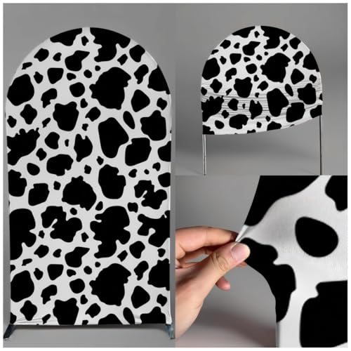 HUAYI Cow Pattern Arch Backdrop Cover Girl Pink Farm Parties Chiara Backdrops Decorations Arched Wall Covers Stands Display Props Farm Party Banner GX238 2.5ft * 6ft - color: Gx238-arch Cover, size: W2.5ft by H6ft (75cm by 180cm)