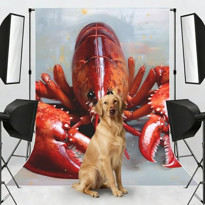 Lobster Backdrop Background for Photography 5x7ft Photobooth Professional Photo Backdrop Curtains Video Photography Studio Photo Backgrounds Banner Booth Background Screen Parties - color: Lobster