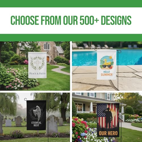 Custom Garden Flag with Pole Stand by BCB Print - Personalized Outdoor Flag with Your Photo, Text or Logo | Double-Sided Flag with Stand | Garden Flag Holder | Made in USA | 12x18 inch - color: Garden Flag