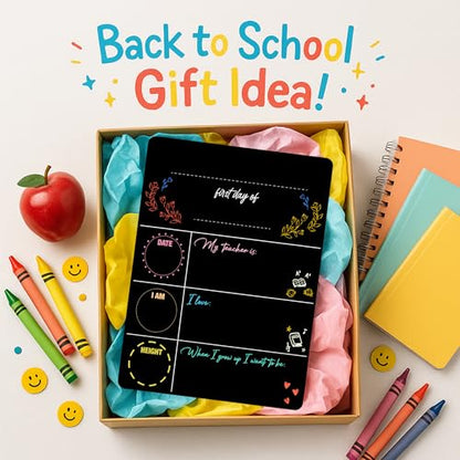First and Last Day of School Chalkboard Sign for Kids, Reusable School Photo Prop with Chalk Surface, First Day of Kindergarten Preschool Board, Back to School Sign - color: School Chalkboard Sign