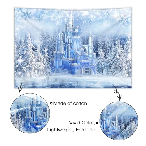 Mocsicka Winter Frozen Wonderland Backdrop Wonderland Party Decorations Crystal Ice Castle Photography Background for Kids Photo Studio Props - size: 10x7ft