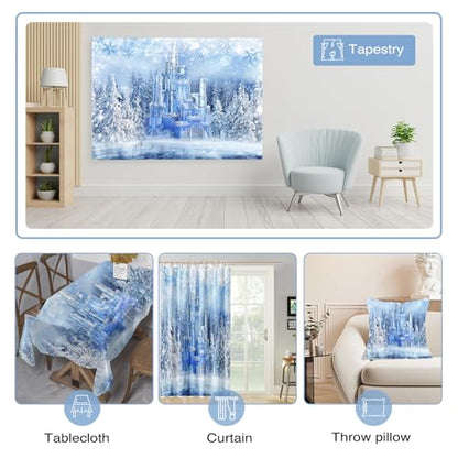 Mocsicka Winter Frozen Wonderland Backdrop Wonderland Party Decorations Crystal Ice Castle Photography Background for Kids Photo Studio Props - size: 10x7ft