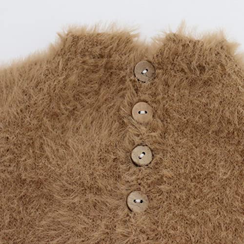 2Pcs Newborn Photography Props Boy Photo Posing Outfits Baby Photoshoots Girl Crochet Bear Hat Romper - color: Brown B