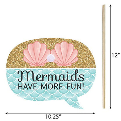 Big Dot of Happiness Funny Trading The Tail for A Veil - Mermaid Bachelorette Party or Bridal Shower Photo Booth Props Kit - 10 Piece - color: Mermaid