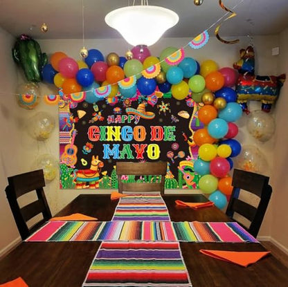Cinco De Mayo Banner Backdrop 10x8FT Mexican Fiesta Photography Background Mexican Theme Party Decorations Supplies Photo Props - size: 10x8FT：120'x96'