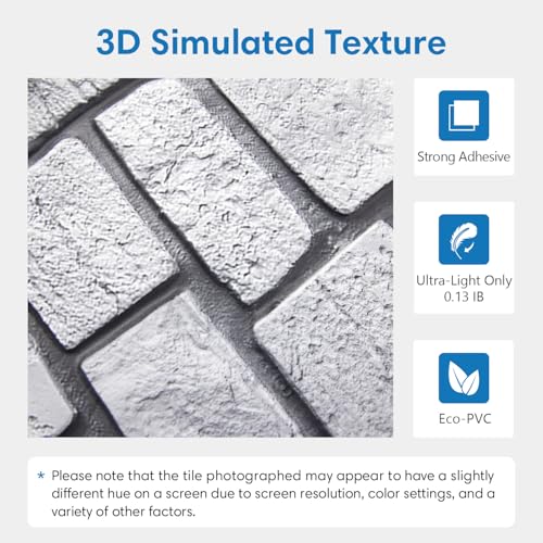 COMSTICKC 3D Faux Stone Wall Panel,Peel and Stick Tiles,10 Pcs of 12"X12",Self-Adhesive PVC Lock Stone Adhesive Black Rock Paneling Backsplash,Paintable Decorative Tile - color: Gray-3