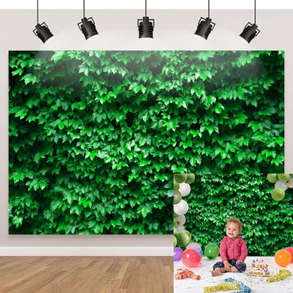 7x5 Ft Green Leaves Photography Backdrops Large Polyester Fabric Green Grass Vertical Texture Backdrop for Thanksgiving Halloween Birthday Party Christmas Decoration Photo Booth Prop Banner