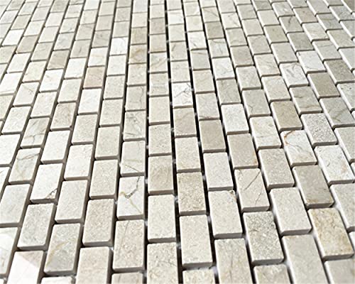 Stone Center Online Crema Marfil Marble 5/8x3/4 Mini Brick Mosaic Tile Polished Kitchen Bath Wall Floor Backsplash Shower (1 Sheet)