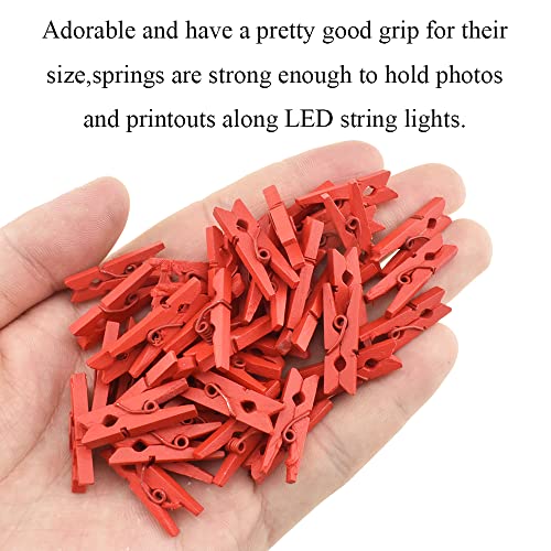 HAHIYO Red Wooden Clothes Pins Clothespins Mini Aviod Fall Apart 1 Inches Length 80 Pack Strong Springs No Rust No Discoloration for Laundry Bathroom DIY Craft Photos Food Opened Bags - size: Red 1 inches 80 Pack