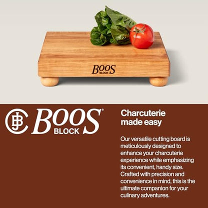John Boos B Series Square Wooden Maple Cutting Board 12”x12” – 1.5” Thick, 6-lb Non-Reversible Butcher Block with Wood Bun Feet & Edge-Grain - color: Maple with Wood Feet, size: 12"L x 12"W