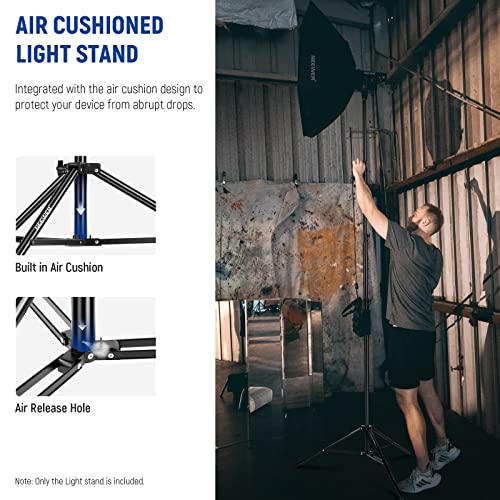 NEEWER 13ft/4m Air Cushioned Light Stand, Heavy Duty All Metal Photography Tripod Stand with 1/4” to 3/8” Reversible Spigot, 3 Way Mounting Interface & Metal Locking Knobs, Max Load 6.5lb/3kg - size: 400cm