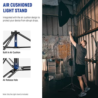NEEWER 13ft/4m Air Cushioned Light Stand, Heavy Duty All Metal Photography Tripod Stand with 1/4” to 3/8” Reversible Spigot, 3 Way Mounting Interface & Metal Locking Knobs, Max Load 6.5lb/3kg - size: 400cm