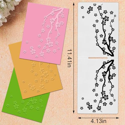 Threetols Flower Embossing Folder, Branch Background Embossing Folder for Card Making, Flower Frame DIY Plastic Scrapbooking Photo Album Card Paper DIY Craft Template Mold - color: FLOWER