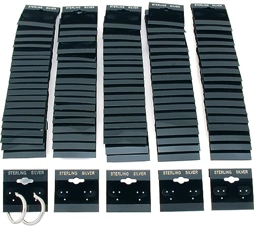 The Display Guys 100-pc Earring Cards for Selling - Jewelry Hanging Earring Display Cards, Earring Holder Cards (Black Flocked Velvet w/Sterling Silver Label, 1.5 x 1.5) Fit 3 Pairs - color: Black Velvet Sterling Label, size: 1.5" X 1.5"