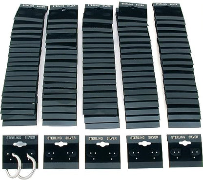 The Display Guys 100-pc Earring Cards for Selling - Jewelry Hanging Earring Display Cards, Earring Holder Cards (Black Flocked Velvet w/Sterling Silver Label, 1.5 x 1.5) Fit 3 Pairs - color: Black Velvet Sterling Label, size: 1.5" X 1.5"
