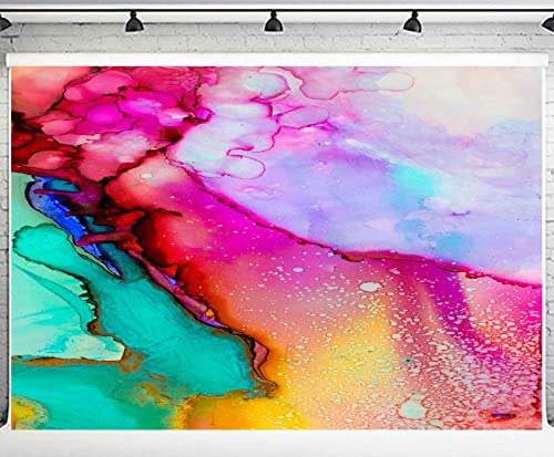 Colorful Watercolor Painting Backdrop Art Paint Photo Backdrop Vinyl 10x7ft Pink Green Purple Marble Texure Photography Backdrop Paint Event Party Backdrop Photo Studio Props BJLSPH1712 - size: 10x7ft