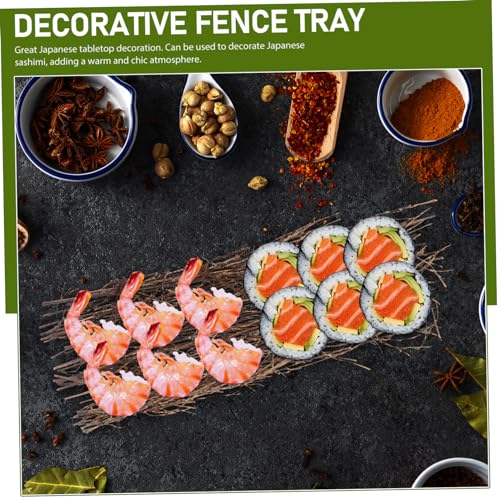 MAGICLULU 3pcs Bamboo Sushi Serving Set Decorative Fence Design Japanese Style Sushi Tray Sashimi Plate for Food Photography and Restaurant Decoration