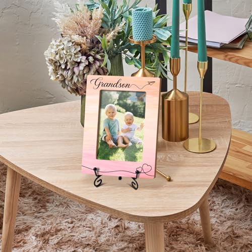 Grandson Picture Frame, Frame Gifts for Christmas Birthday, Grandson 4 x 6 Picture Frame with Stand for Tabletop Display, Grandparents Gifts (Pink Gradient Vertical) - color: Frame14