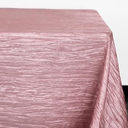 YOUR CHAIR COVERS - 90 x 132 inch Rectangular Crinkle Taffeta Tablecloth - Dusty Rose, Rectangle Table Linens for 6 ft Rectangular Tables, Wedding Crushed Table Cloth - color: Dusty Rose, size: 132" x 90" (Rectangular)