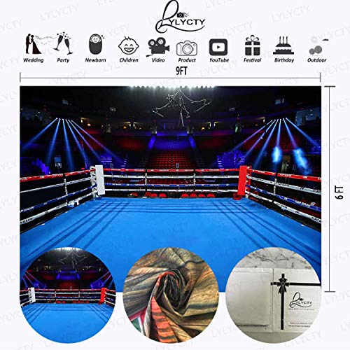 Boxing Birthday Backdrop for Photography 9x6ft Boxing Arena Sport Background for Children Boy Portrait Birthday Party Decor Photo Booth Studio Props - color: Blue, size: 9x6ft