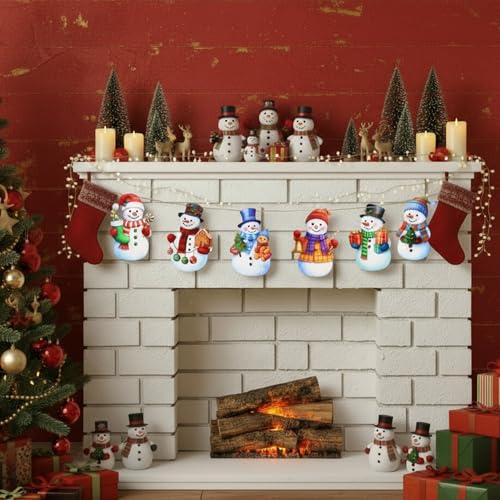 Winter Snowman Garland Wooden Snowman Banner Winter Decoration for Home, Wooden Hanging Garland for Christmas Halloween Thanksgiving Party Wall Decor Photo Booth Backdrop - style: Snowman