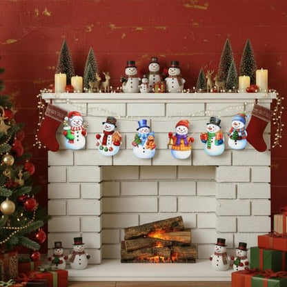 Winter Snowman Garland Wooden Snowman Banner Winter Decoration for Home, Wooden Hanging Garland for Christmas Halloween Thanksgiving Party Wall Decor Photo Booth Backdrop - style: Snowman