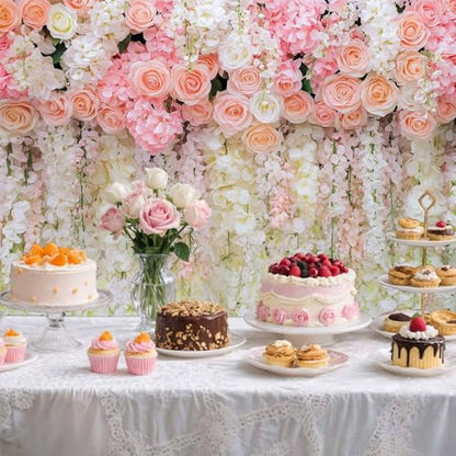5x3ft Pink Rose Flower Wedding Photography Backdrop Spring Floral Photography Backdrop Valentine's Day Mother's Day Girl Birthday Baby Shower Wedding Bridal Party Banner Photo Booth Props Background - color: Multi9, size: 5X3FT