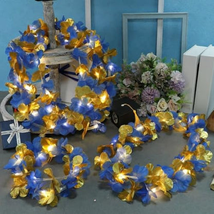 Sherr 24 Pcs Graduation Leis Class of 2026, Light up Leis Blue and Gold, LED Hawaiian Flower Necklace Party Supplies for Graduation Ceremony, Senior Night, Prom, Wedding, Tropical Luau - color: Blue Gold