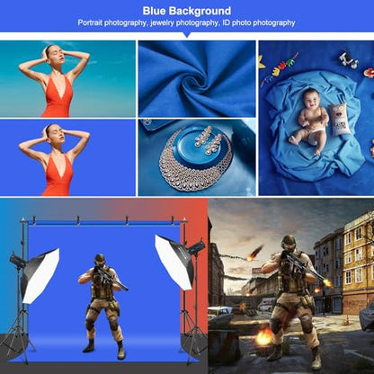 PULUZ Photo Background Support System with 9.5x6.5ft/300x200cm Backdrop Stand Kit, Portable greenscreen Background and Blue Red Backdrop for Photography, Video Shooting, Live Streaming, Party - size: 9.5x6.5 Ft Backdrop Kit