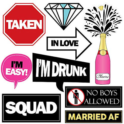 Bachelorette Photo Booth Props - 36 Pieces - Bride Tribe Bridal Shower Party Supplies and Gifts