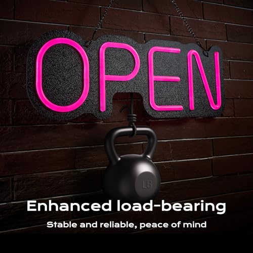 24 inch Neon Open Signs for Business, Open Sign with Textured Backboard LED Anti-Scratch Easy Dedust Neon Light for Business(Pink) - color: Pink